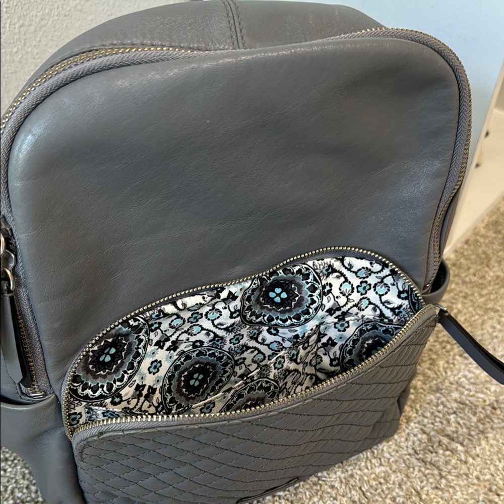 Vera Bradley Gray Quilted Backpack - Picture 3 of 5